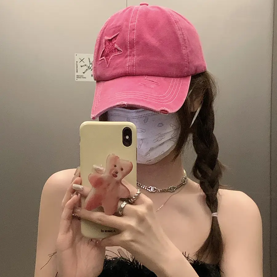 Pink Star-Embroidered Women's Baseball Cap with Headphones - Image 12