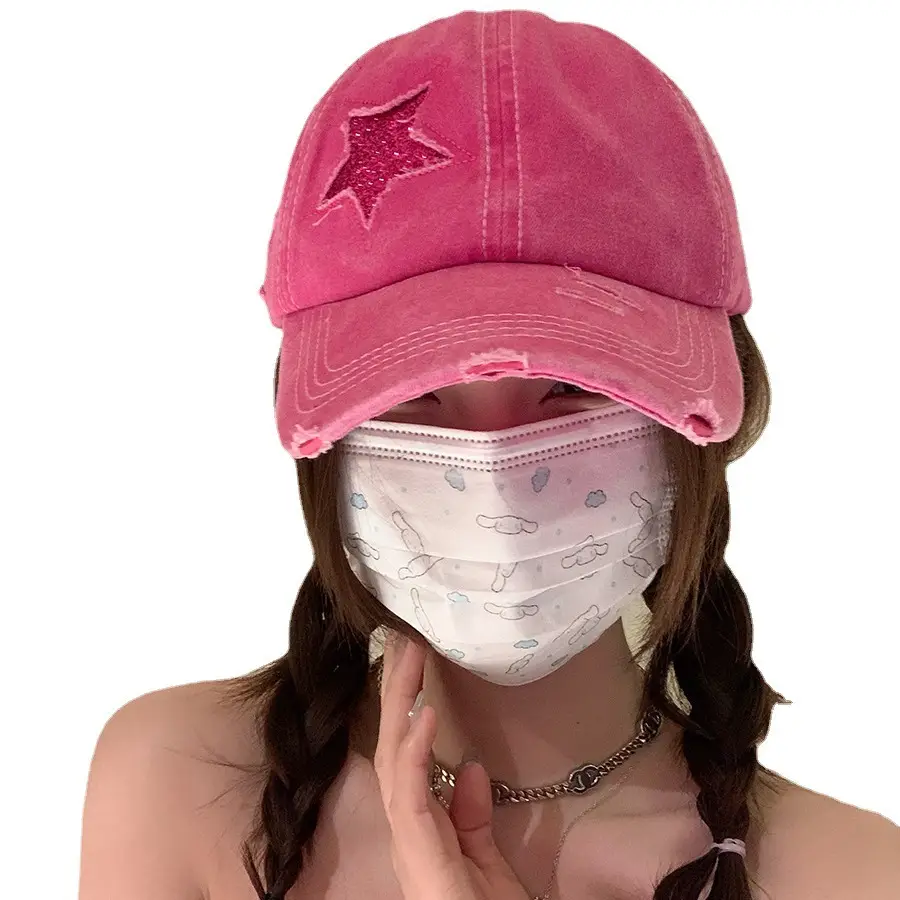 Pink Star-Embroidered Women's Baseball Cap with Headphones - Image 13