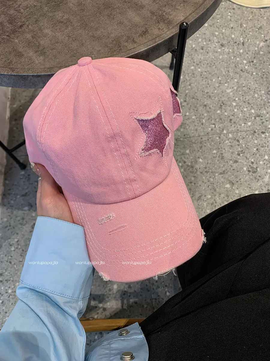Pink Star-Embroidered Women's Baseball Cap with Headphones - Image 4