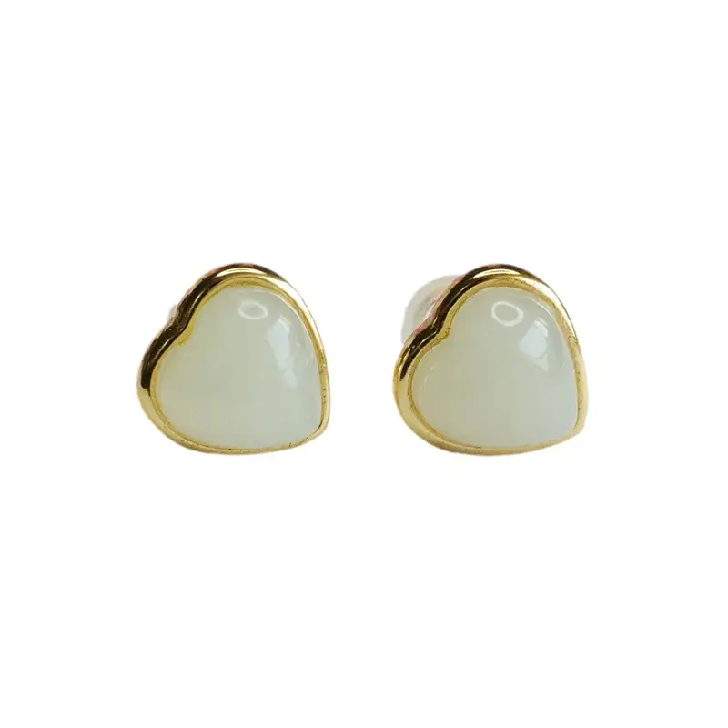 Guan Yu S925 Silver Inlaid White Jade Earrings - Image 6
