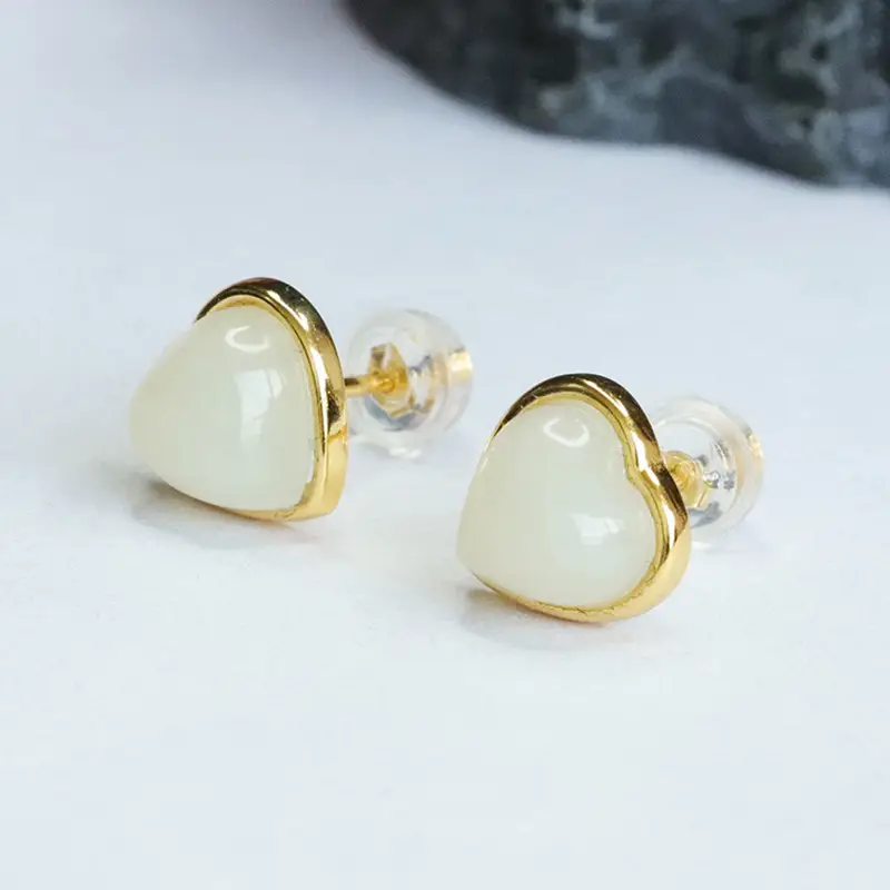 Guan Yu S925 Silver Inlaid White Jade Earrings — feature 10