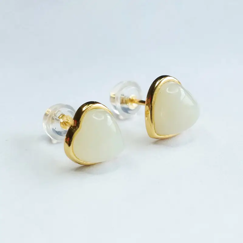 Guan Yu S925 Silver Inlaid White Jade Earrings — feature 11