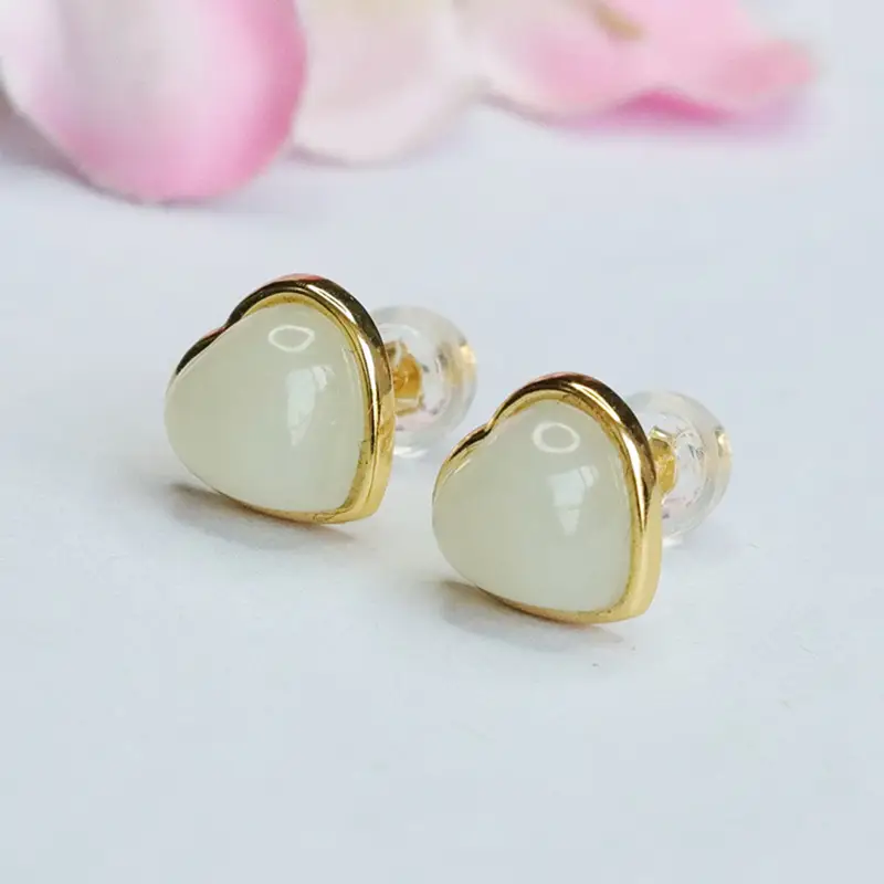 Guan Yu S925 Silver Inlaid White Jade Earrings — feature 6