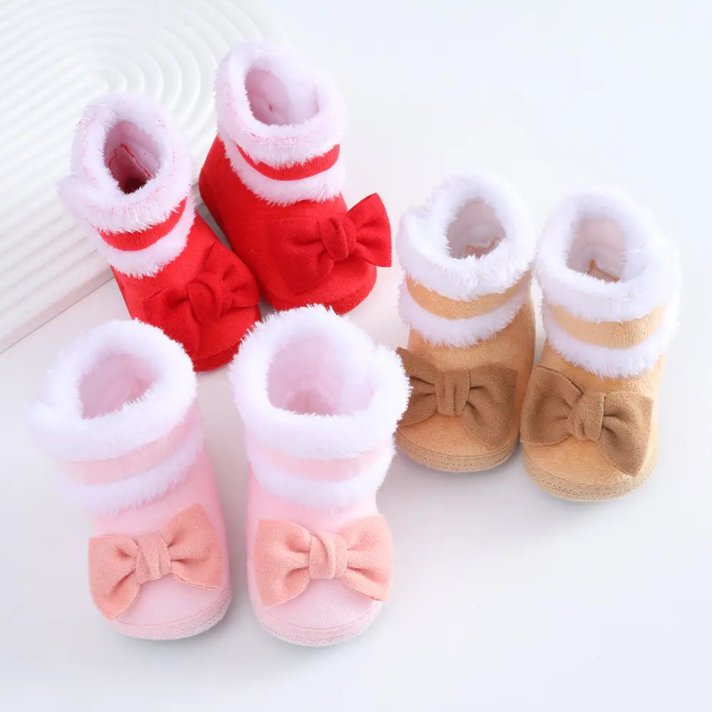 2023 New newborn baby shoes soft bottom baby shoes 4-6-8-10month autumn winter fleece-lined toddler shoes princess shoes - Image 5