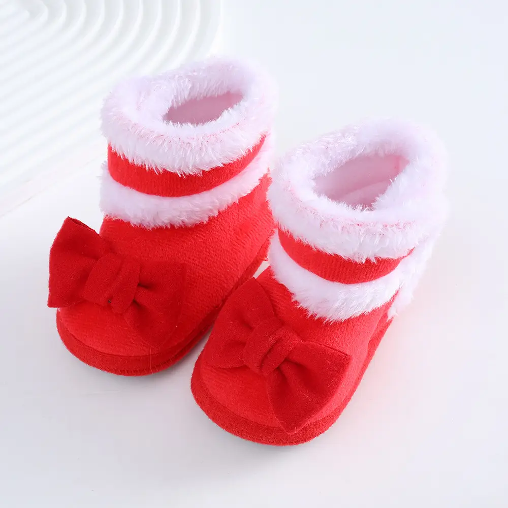 2023 New newborn baby shoes soft bottom baby shoes 4-6-8-10month autumn winter fleece-lined toddler shoes princess shoes — feature 13