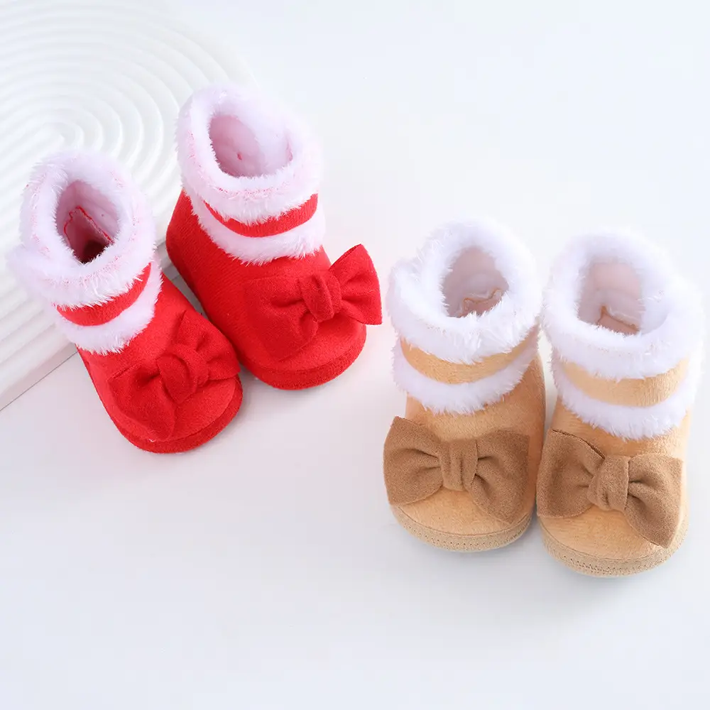 2023 New newborn baby shoes soft bottom baby shoes 4-6-8-10month autumn winter fleece-lined toddler shoes princess shoes — feature 3