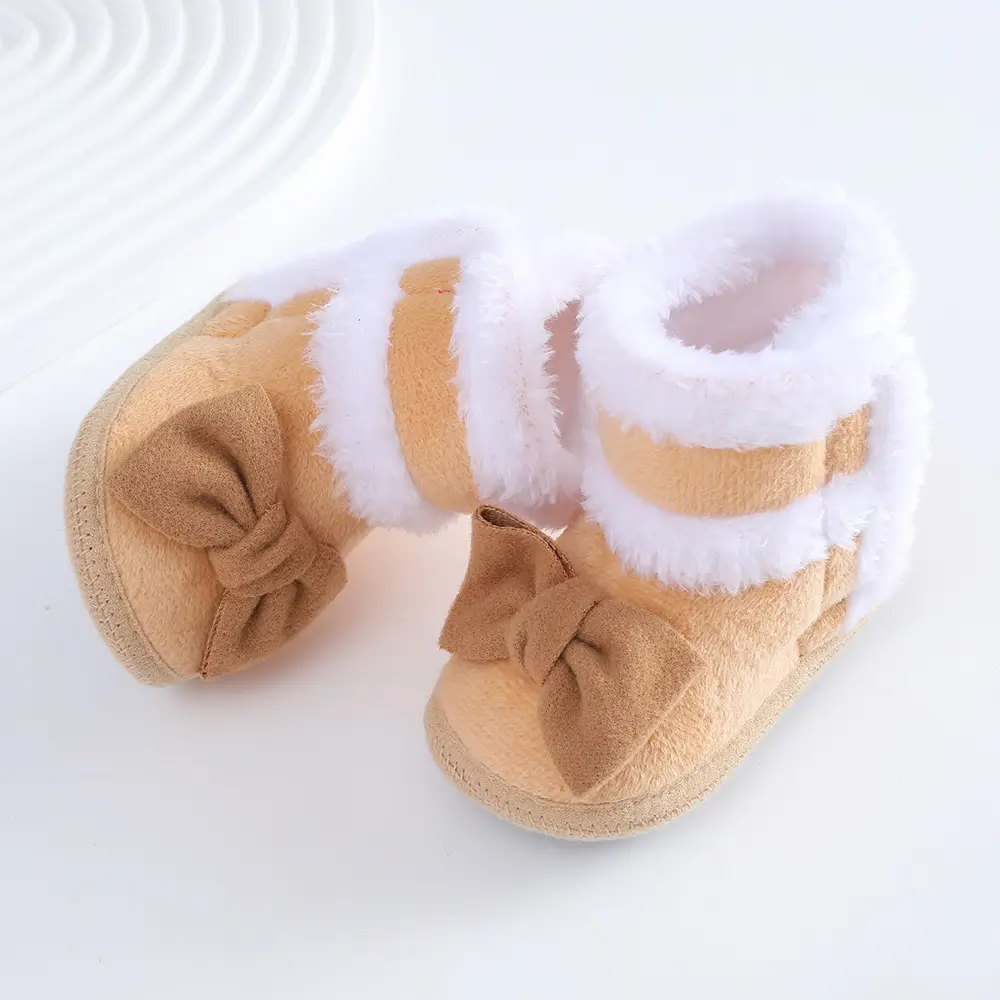 2023 New newborn baby shoes soft bottom baby shoes 4-6-8-10month autumn winter fleece-lined toddler shoes princess shoes — feature 5