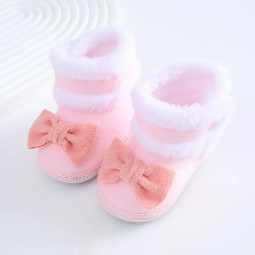 2023 New newborn baby shoes soft bottom baby shoes 4-6-8-10month autumn winter fleece-lined toddler shoes princess shoes — feature 7