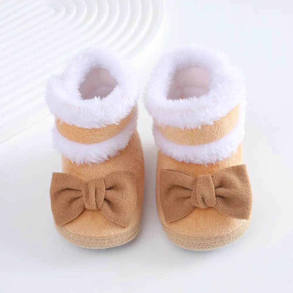 2023 New newborn baby shoes soft bottom baby shoes 4-6-8-10month autumn winter fleece-lined toddler shoes princess shoes - Image 3