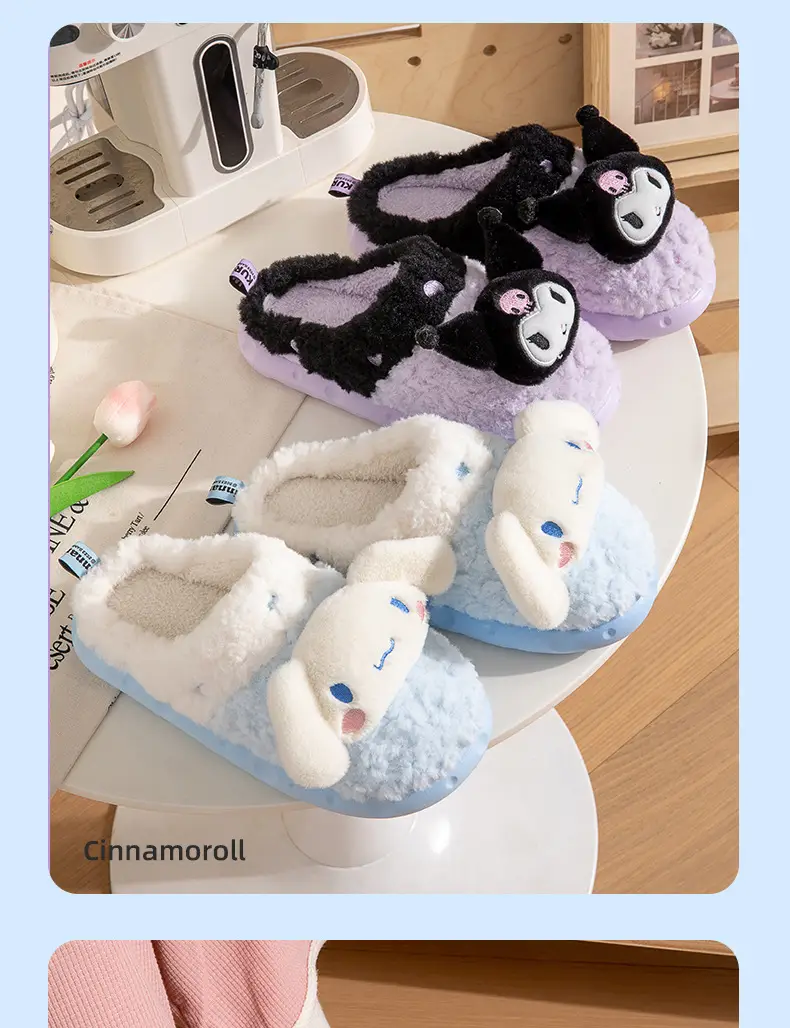 Women's HelloKitty Cotton Slippers for Winter Girls Hello Kitty Warm Thick Bottom fleece-lined Non-Slip Indoor Cotton Slippers for Women — feature 37
