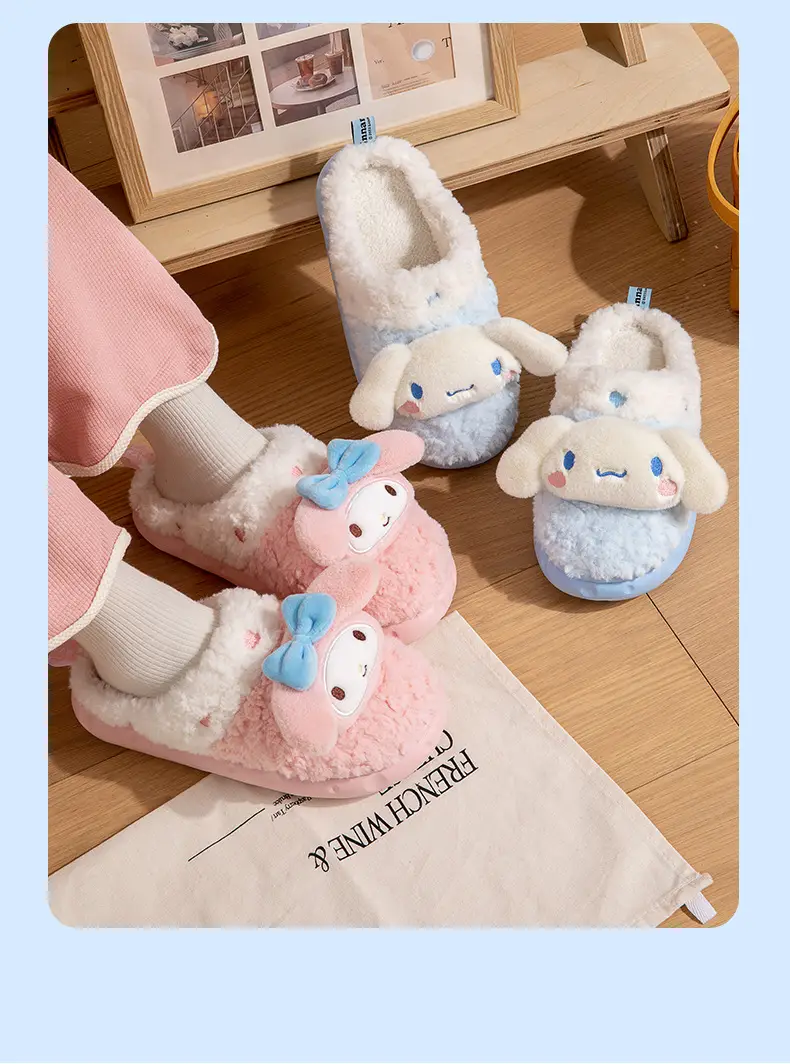 Women's HelloKitty Cotton Slippers for Winter Girls Hello Kitty Warm Thick Bottom fleece-lined Non-Slip Indoor Cotton Slippers for Women — feature 41