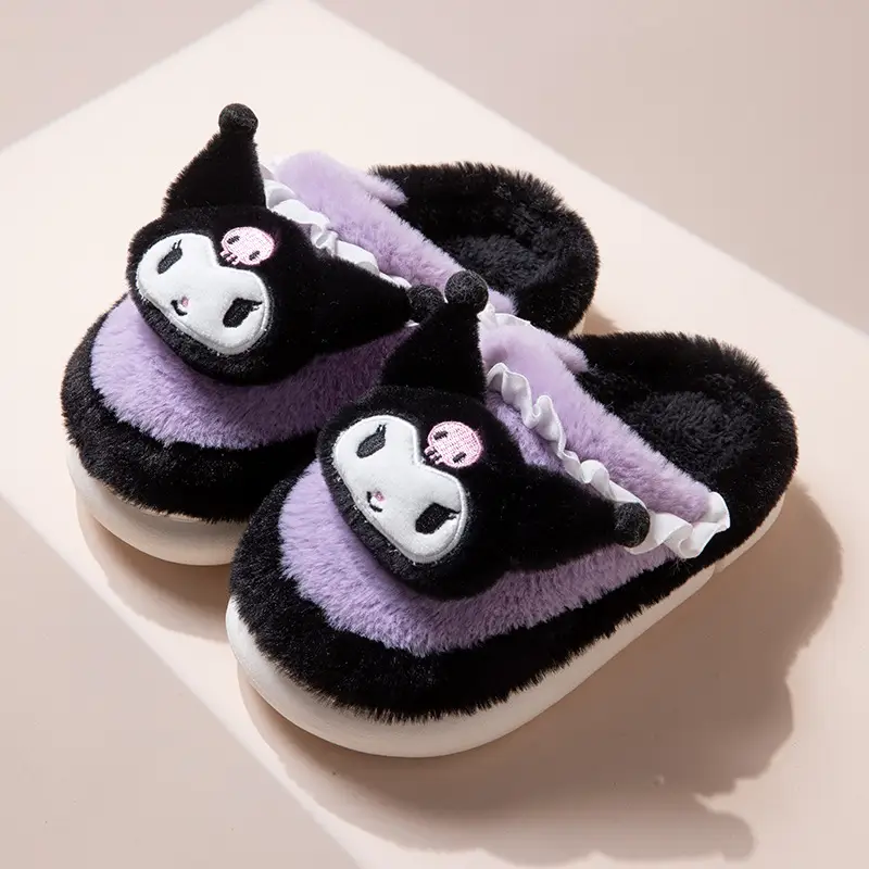 Women's HelloKitty Cotton Slippers for Winter Girls Hello Kitty Warm Thick Bottom fleece-lined Non-Slip Indoor Cotton Slippers for Women