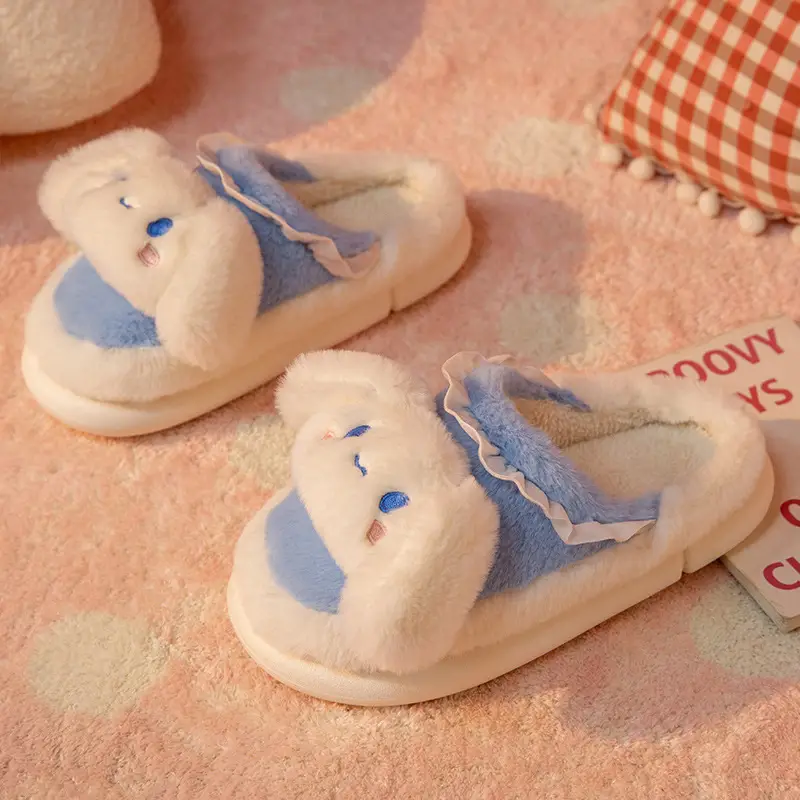 Women's HelloKitty Cotton Slippers for Winter Girls Hello Kitty Warm Thick Bottom fleece-lined Non-Slip Indoor Cotton Slippers for Women