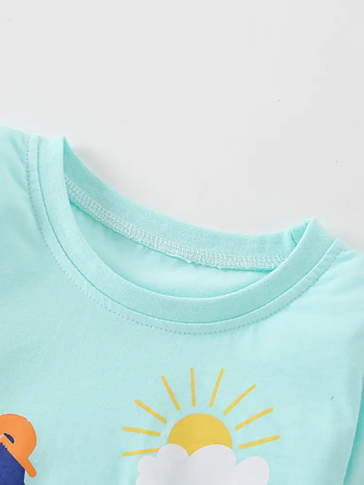 European American Boys Dinosaur Print Long Sleeve T-Shirt Pure Cotton Autumn 2023 - Image 4