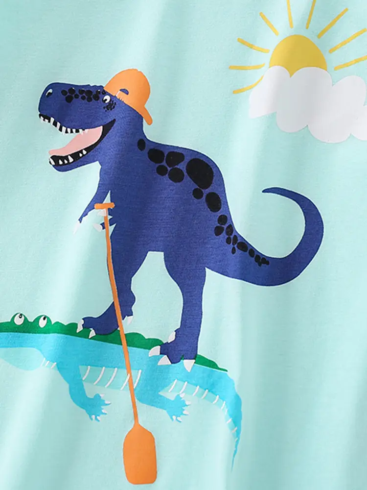 European American Boys Dinosaur Print Long Sleeve T-Shirt Pure Cotton Autumn 2023 - Image 5