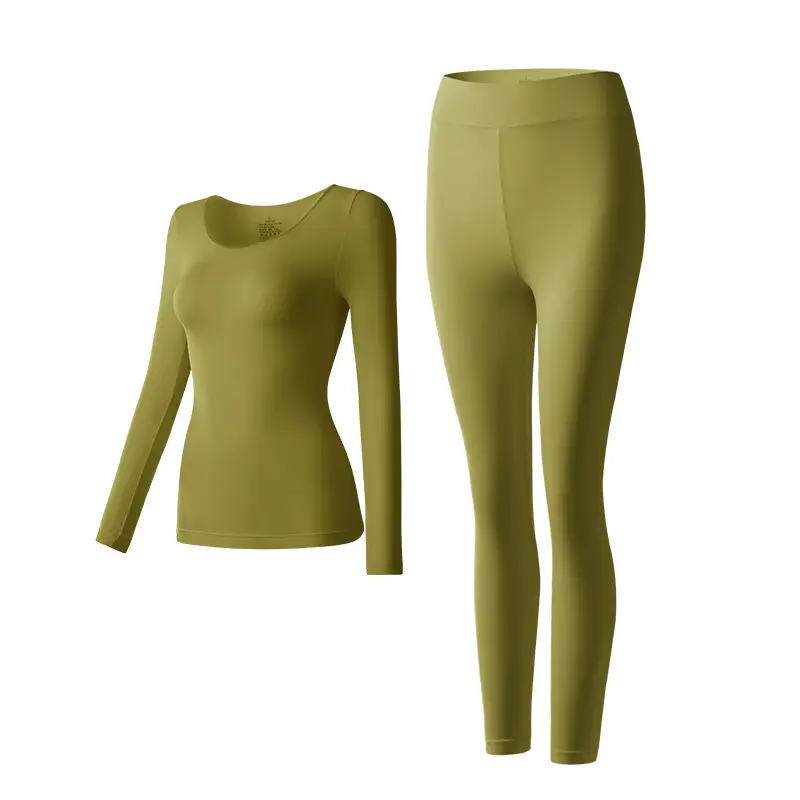 Hyaluronic Acid Thermal Underwear Women's Ultra-thin Base Shirt Skin-beautifying Muscle Base Clothes Heating Autumn Clothes Autumn Pants suit Autumn and Winter