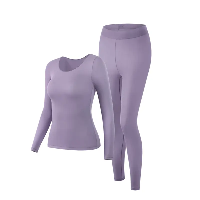 Hyaluronic Acid Thermal Underwear Women's Ultra-thin Base Shirt Skin-beautifying Muscle Base Clothes Heating Autumn Clothes Autumn Pants suit Autumn and Winter