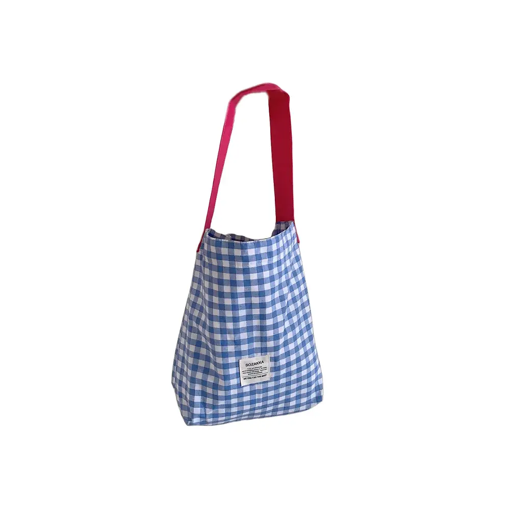 Women Plaid Canvas Shoulder Bag 2023 College Art Commute - Image 9