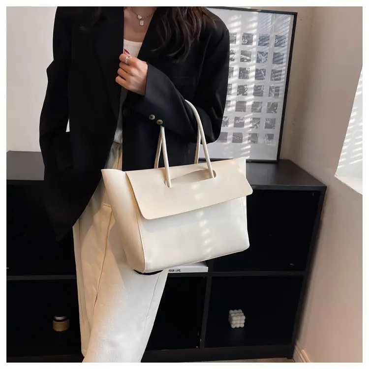 Korean Style Leather Tote Bag Brown Large Capacity — feature 14