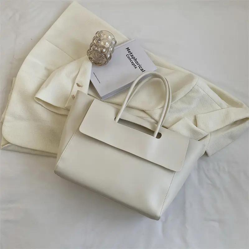 Korean Style Leather Tote Bag Brown Large Capacity