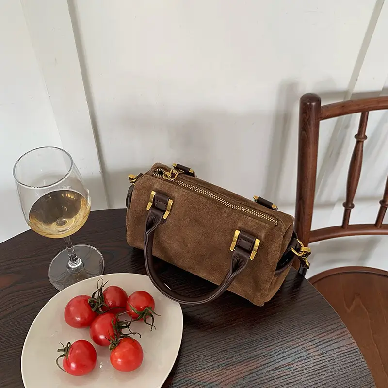 Korean Style Suede Shoulder Crossbody Bag Brown — feature 1