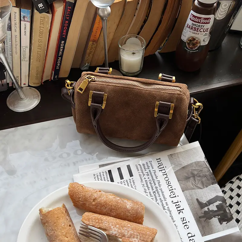 Korean Style Suede Shoulder Crossbody Bag Brown — feature 12