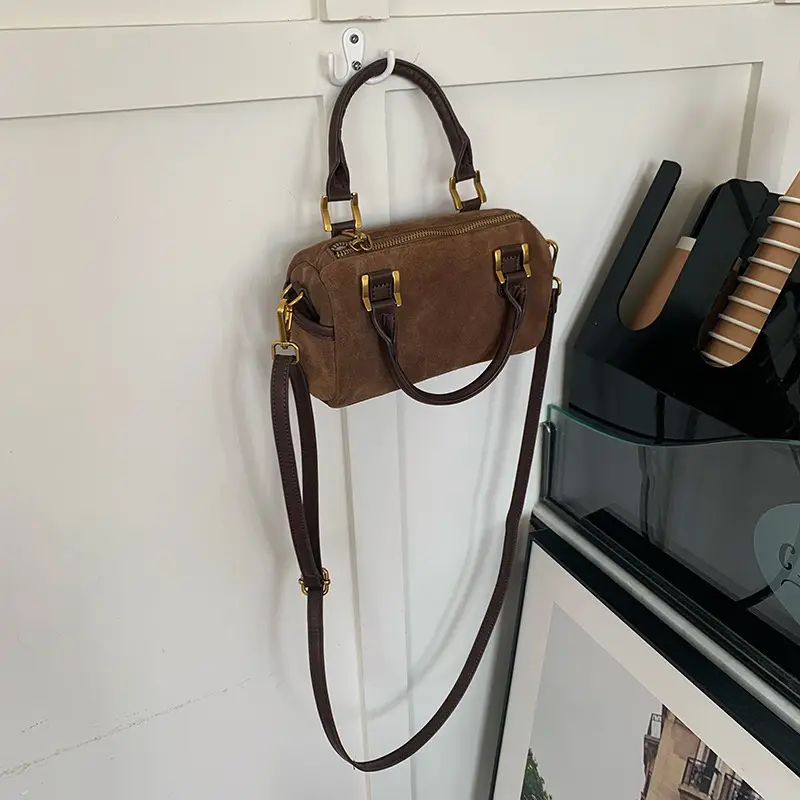 Korean Style Suede Shoulder Crossbody Bag Brown — feature 7
