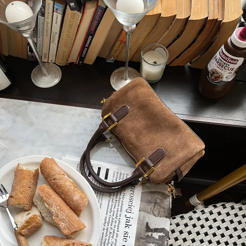 Korean Style Suede Shoulder Crossbody Bag Brown — feature 9