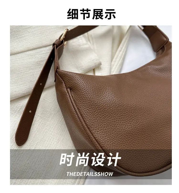 Vintage Black Crossbody Bag with Wide Strap — feature 2