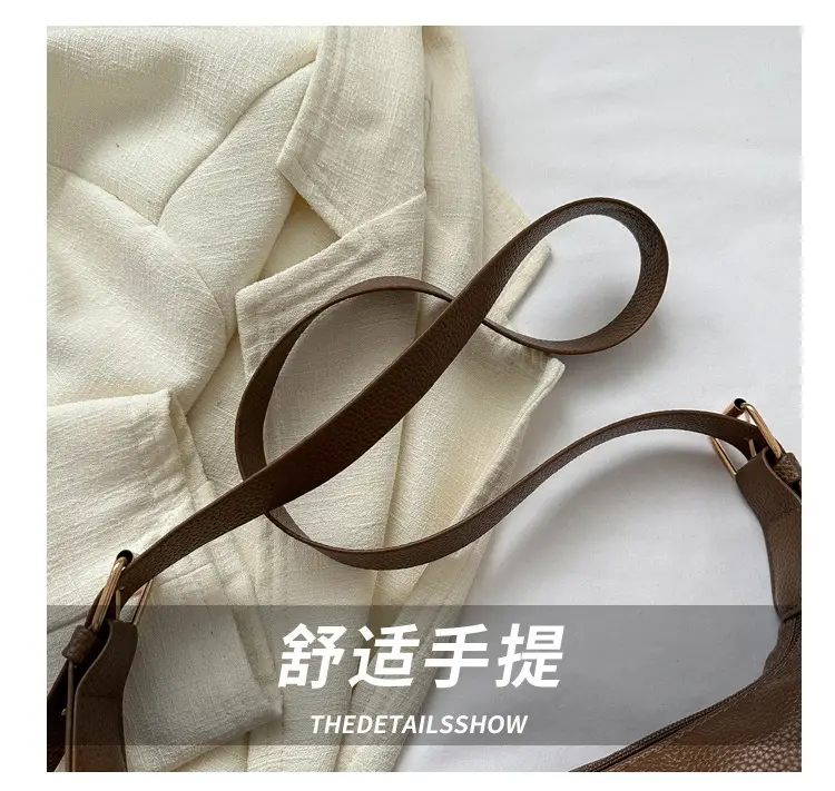 Vintage Black Crossbody Bag with Wide Strap — feature 3