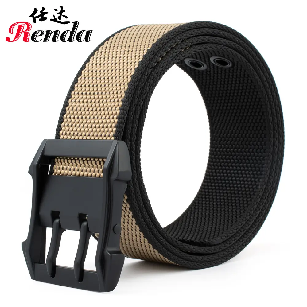 Men's Nylon Belt with Double Pin Buckle Black - Image 6