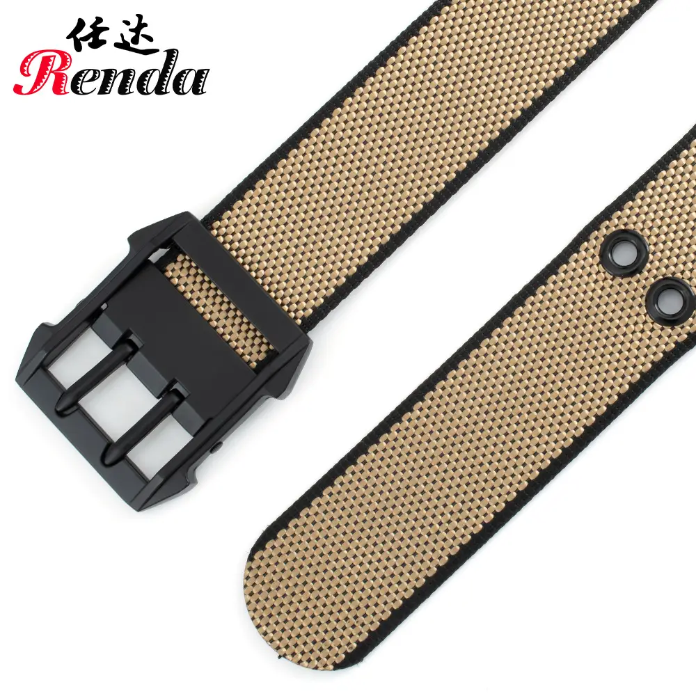 Men's Nylon Belt with Double Pin Buckle Black - Image 8