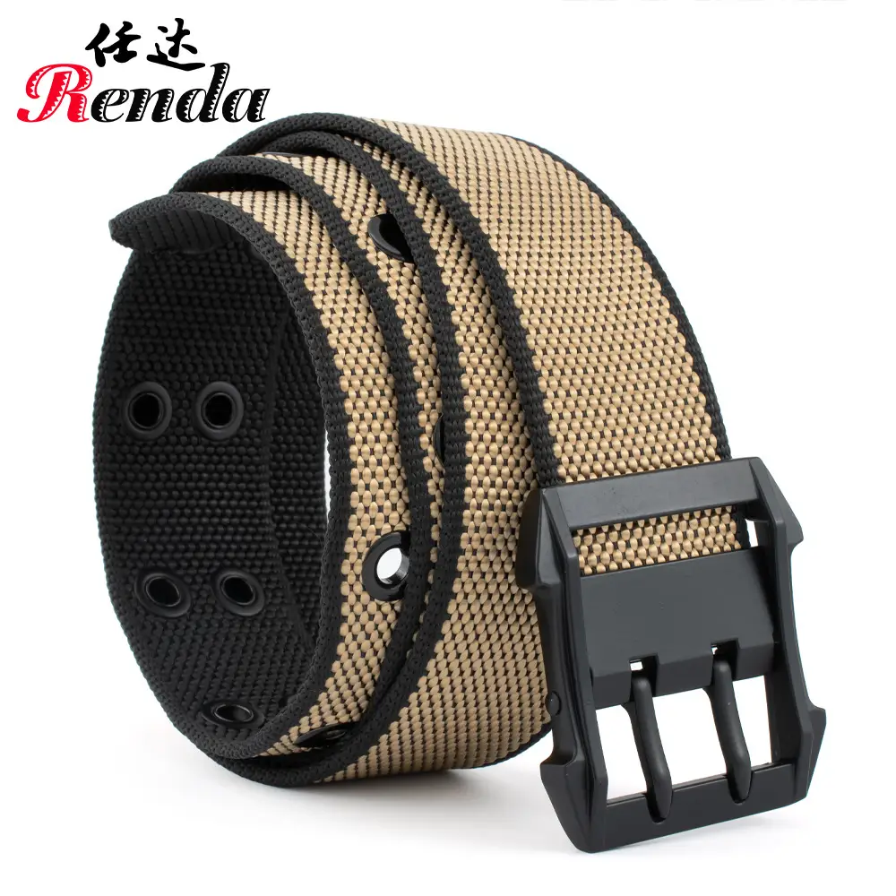 Men's Nylon Belt with Double Pin Buckle Black - Image 9