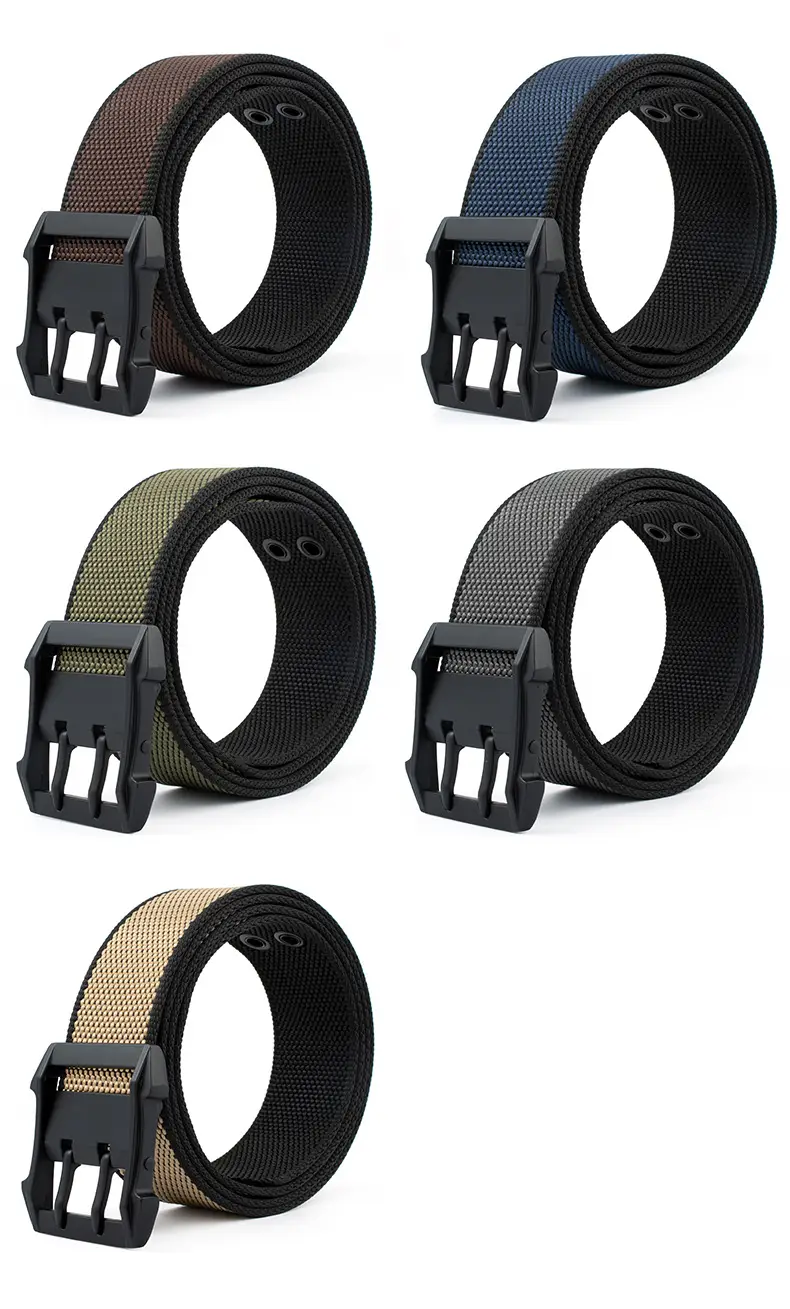 Men's Nylon Belt with Double Pin Buckle Black β feature 9