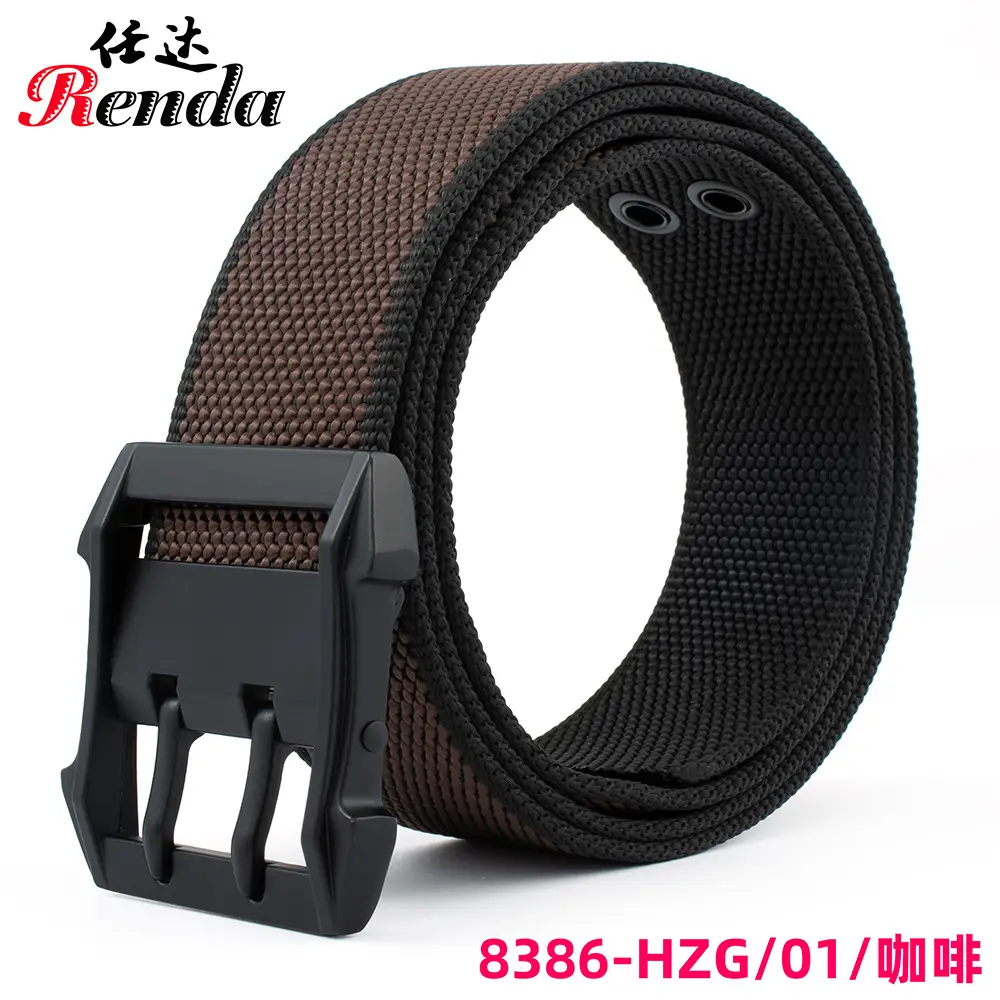 Men's Nylon Belt with Double Pin Buckle Black
