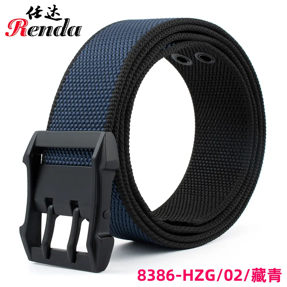 Men's Nylon Belt with Double Pin Buckle Black - Image 2