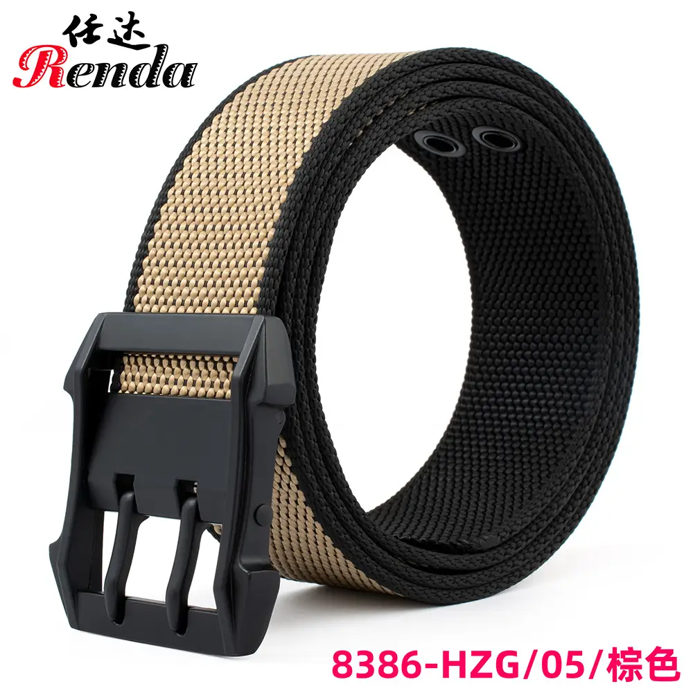 Men's Nylon Belt with Double Pin Buckle Black - Image 5
