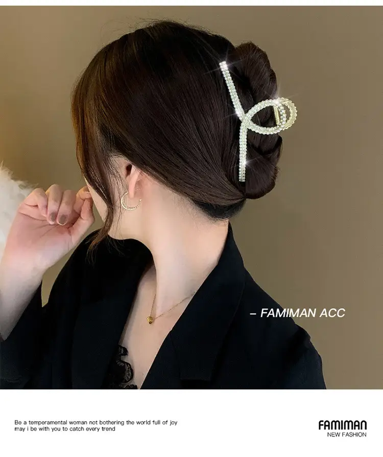 Gold Pearl Hair Clip for Women Large Size — feature 14