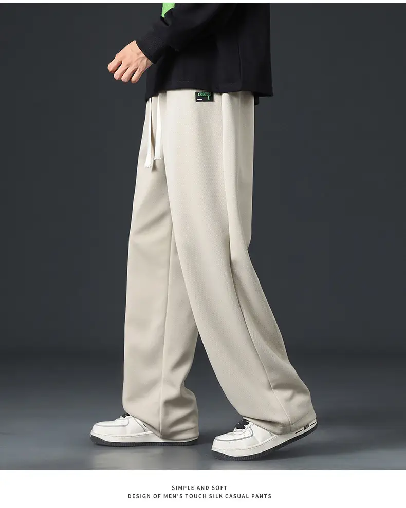 Men's Grey Wide Leg Sweatpants with White Sneakers — feature 10