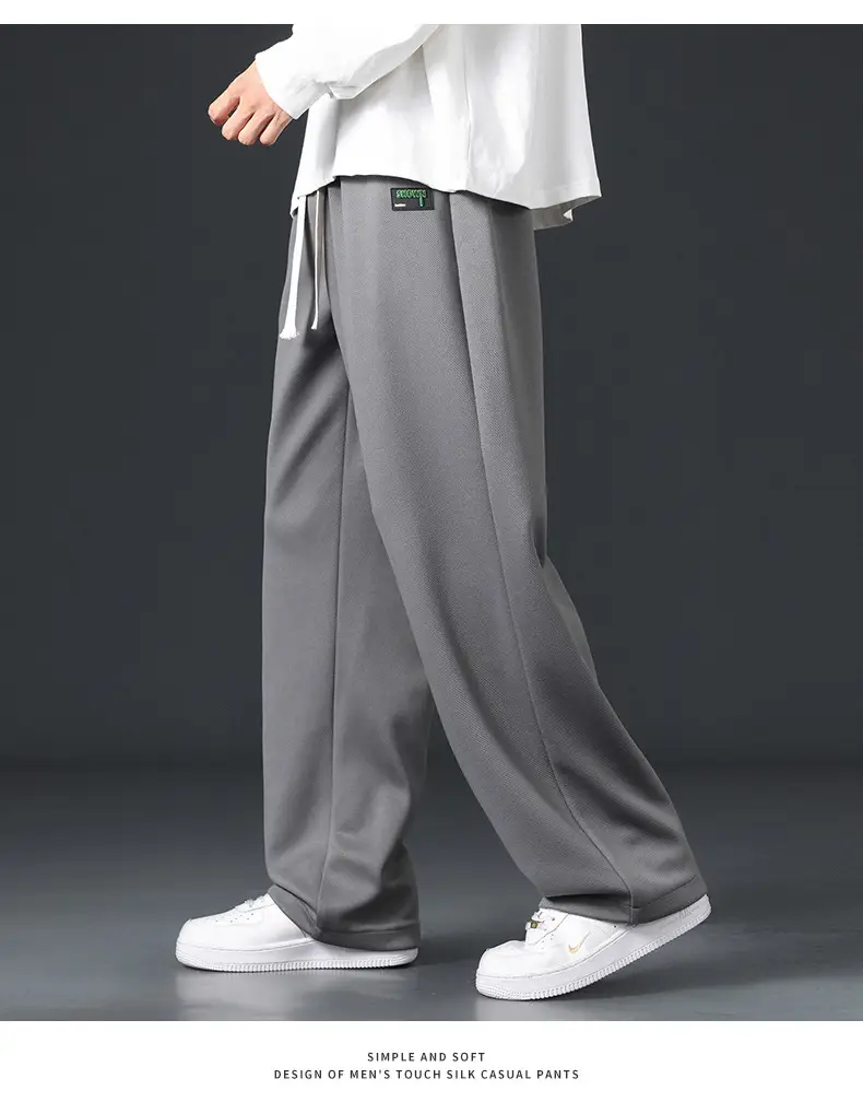 Men's Grey Wide Leg Sweatpants with White Sneakers — feature 18