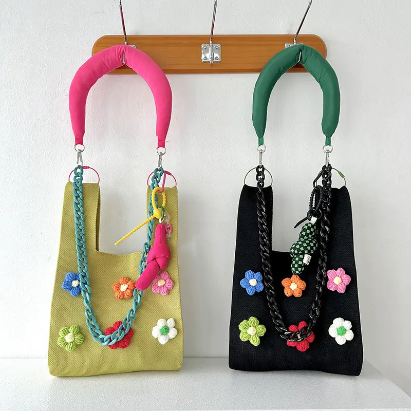 Korean Style Flower Knitted Shoulder Bag - Image 7