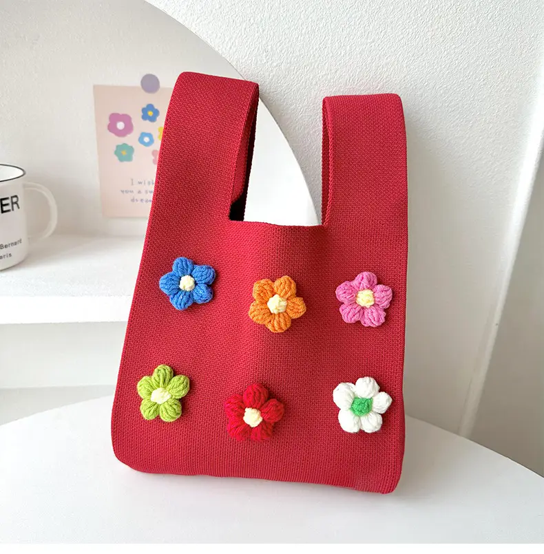 Korean Style Flower Knitted Shoulder Bag — feature 17