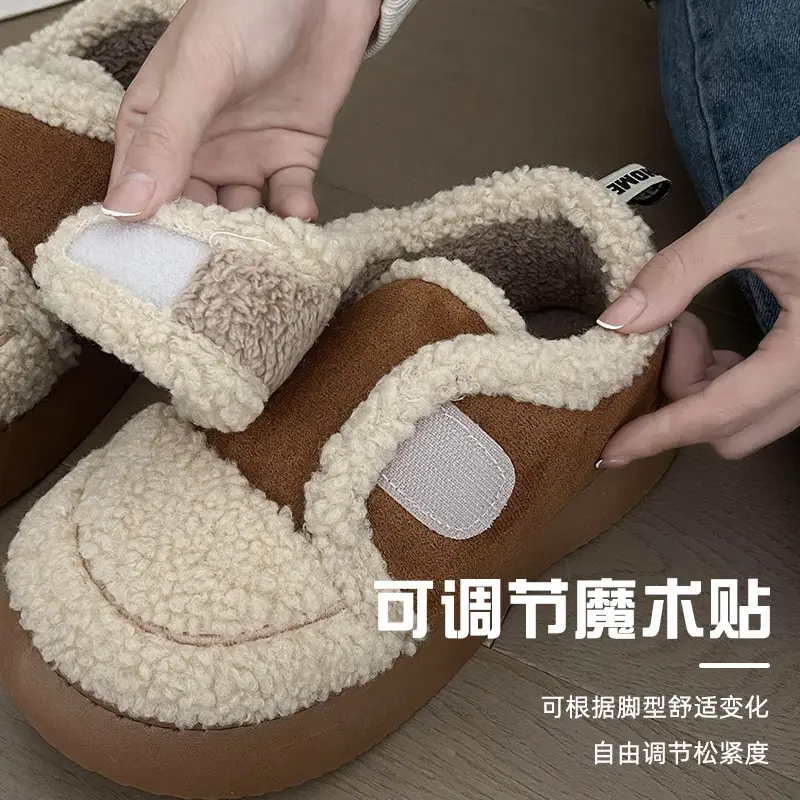 Nanbowan outdoor cotton-padded shoes women's winter lambswool Korean style ins popular Net Red warm fleece-lined Velcro bag heel shoes - Image 7
