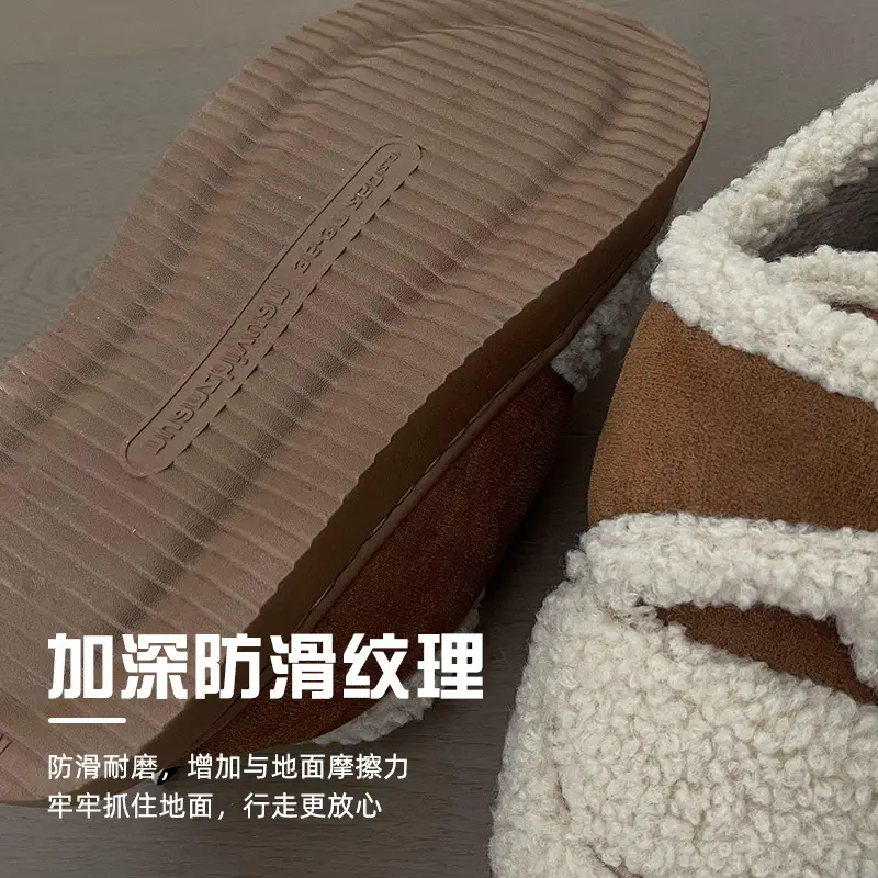Nanbowan outdoor cotton-padded shoes women's winter lambswool Korean style ins popular Net Red warm fleece-lined Velcro bag heel shoes - Image 8
