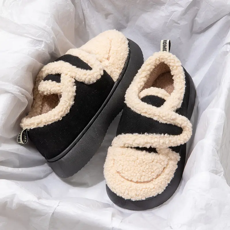 Nanbowan outdoor cotton-padded shoes women's winter lambswool Korean style ins popular Net Red warm fleece-lined Velcro bag heel shoes - Image 2