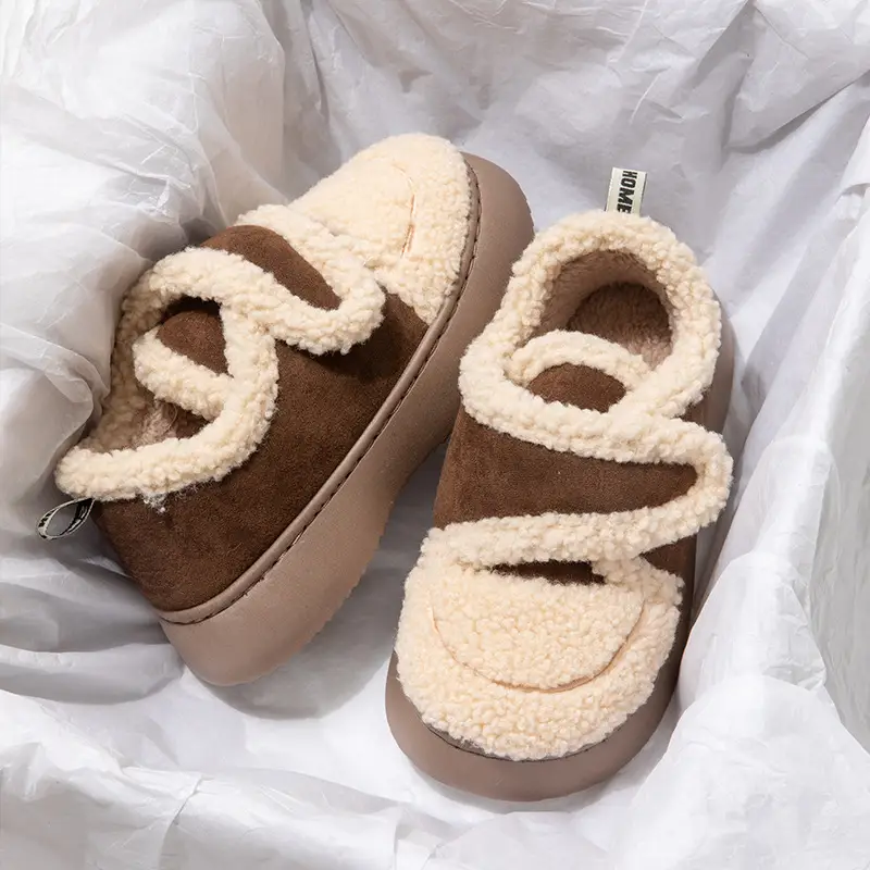 Nanbowan outdoor cotton-padded shoes women's winter lambswool Korean style ins popular Net Red warm fleece-lined Velcro bag heel shoes - Image 3