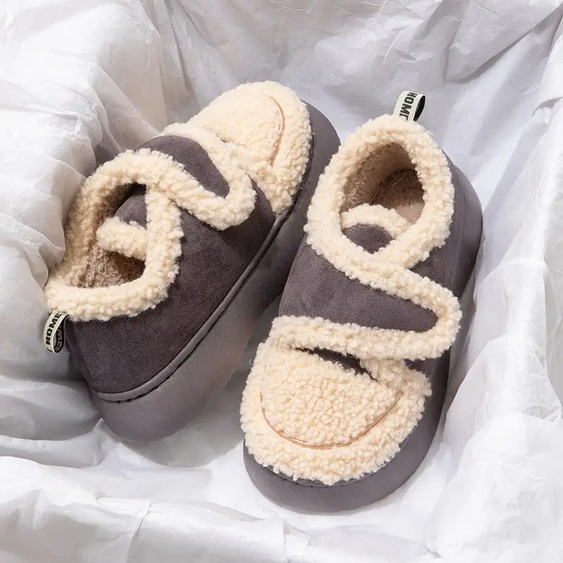 Nanbowan outdoor cotton-padded shoes women's winter lambswool Korean style ins popular Net Red warm fleece-lined Velcro bag heel shoes - Image 5