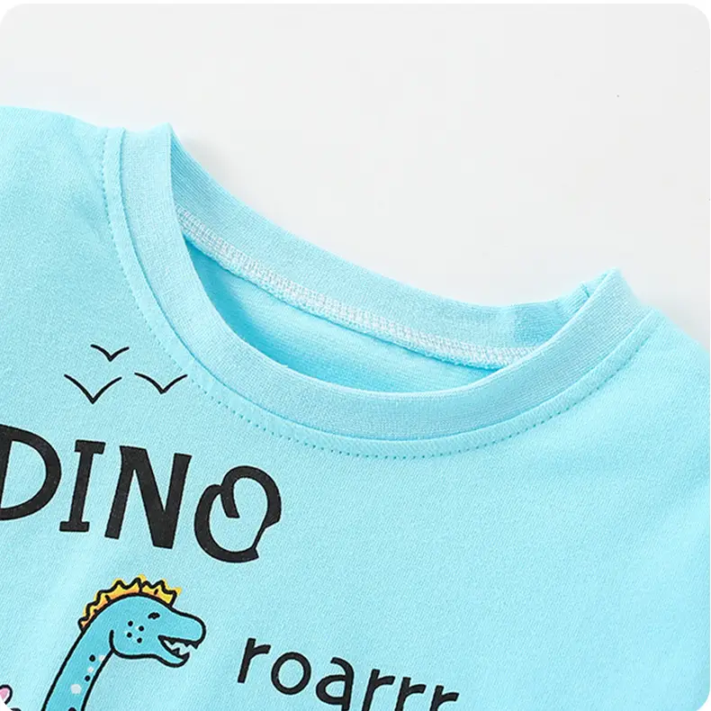 Boys Girls T-Shirt Light Blue Dinosaur Print Long Sleeve — feature 12