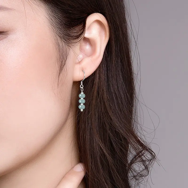 S925 Silver Jade Blue Water Beads Earrings for Women - Image 5