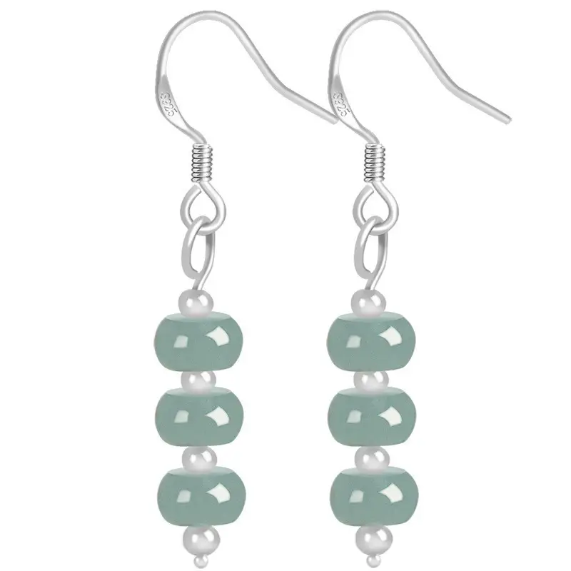 S925 Silver Jade Blue Water Beads Earrings for Women - Image 6